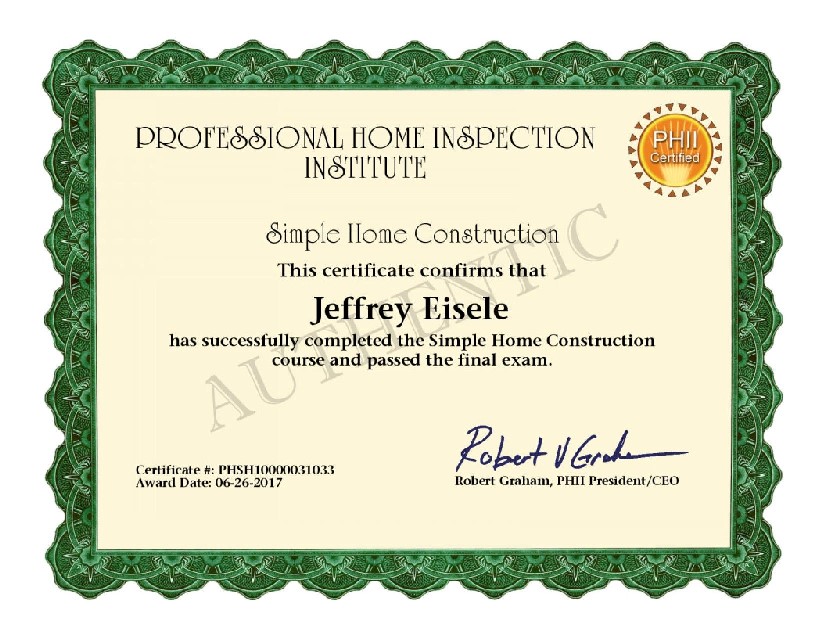 Simple Home Construction Cert - Eisele